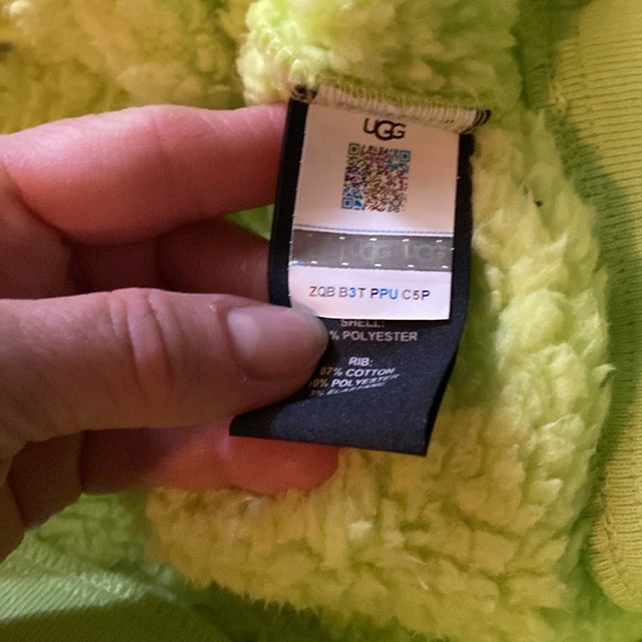 UGG Women's Lime Green Fleece LOYRA Sherpa Hoodie Sweater - Picture 6 of 7